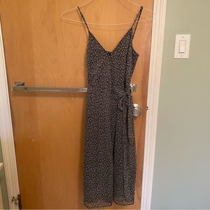 Black floral midi wrap dress Abercrombie